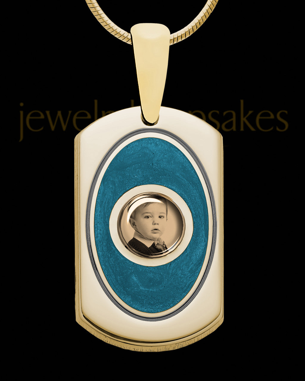 14K Gold Photo Dog Tag with Bluebell Ash Jewelry