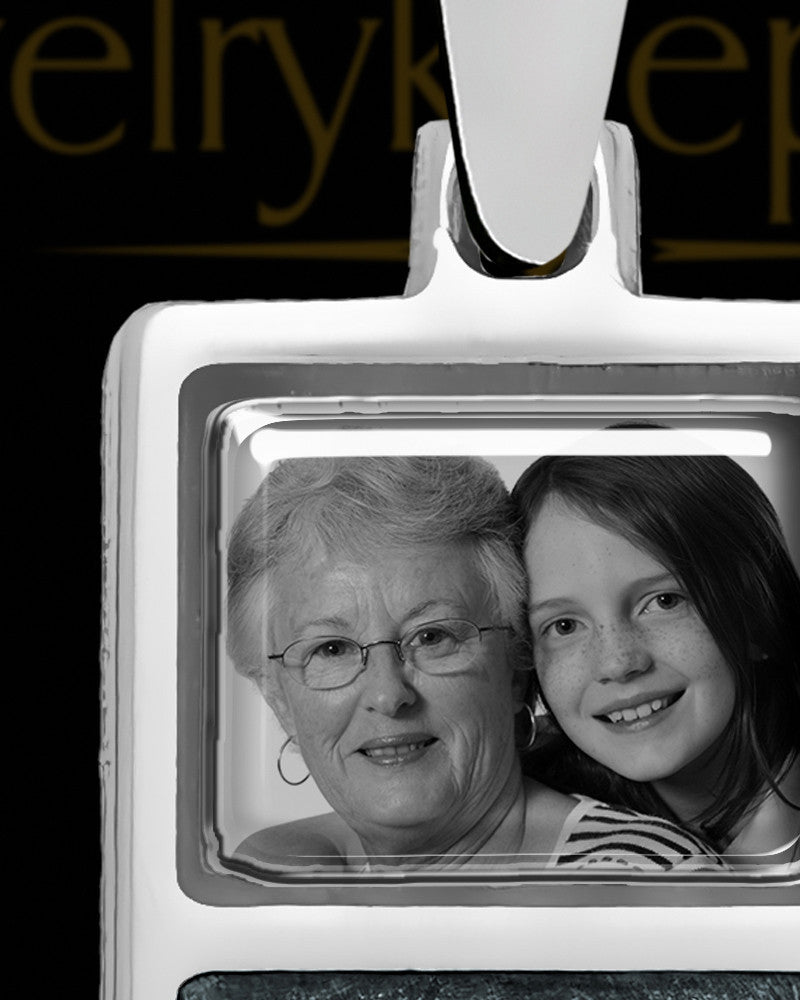 Sterling Silver Photo Rectangle with Graphite Ash Jewelry