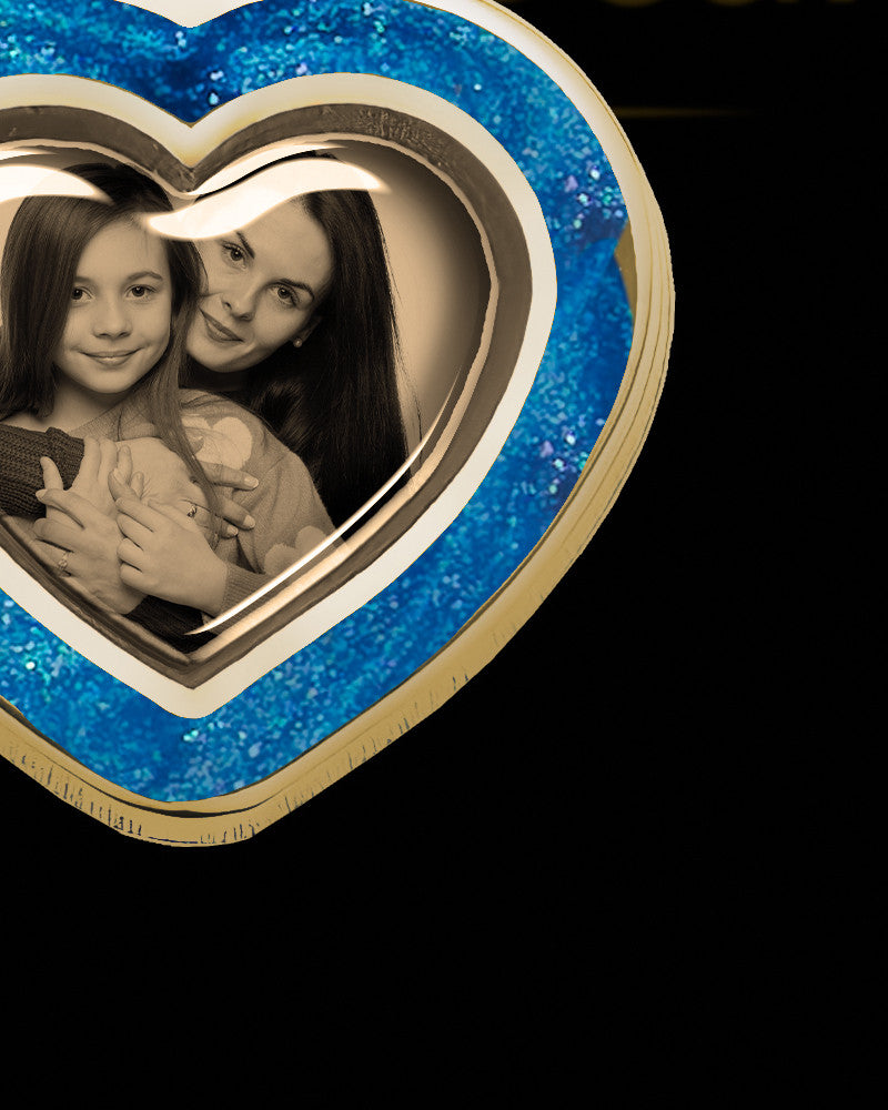 14K Gold Photo Heart with Indigo Ash Jewelry