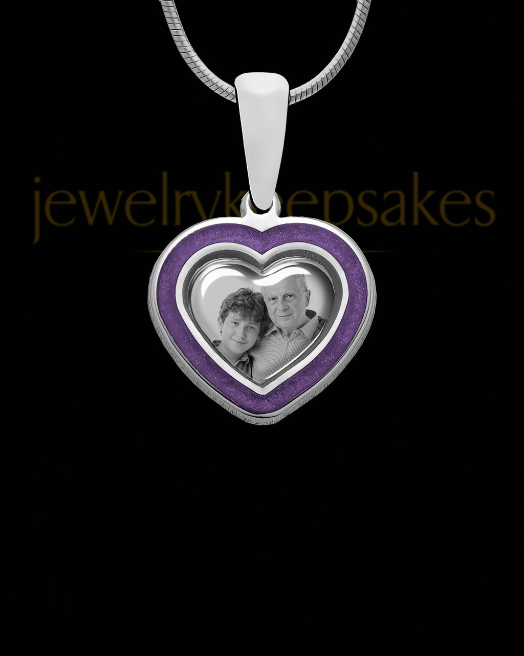 Sterling Silver Photo Heart with Bellflower Ash Jewelry