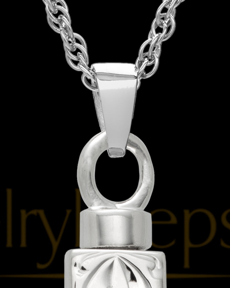 Memorial Pendant Etched Cross - Sterling Silver-Large
