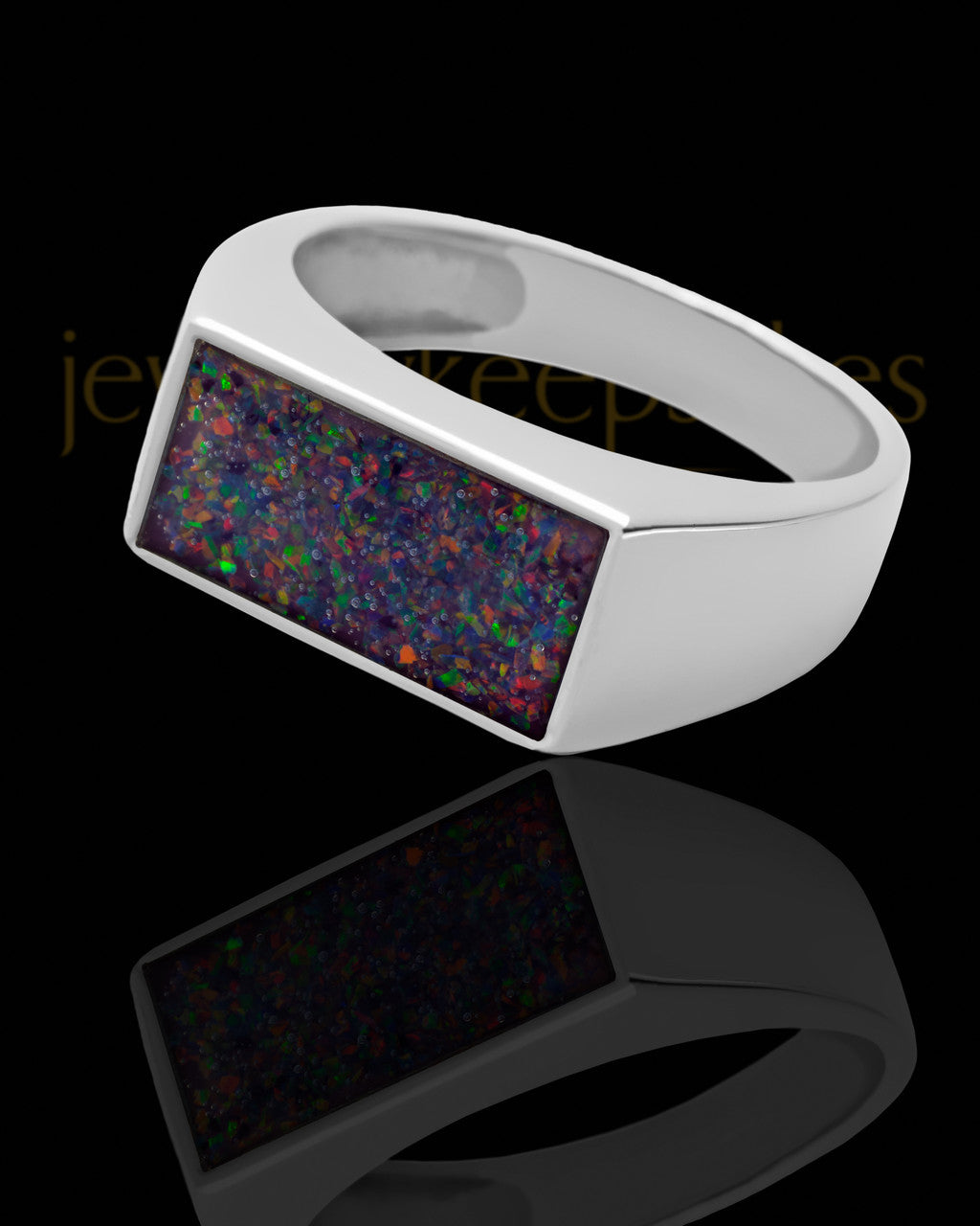 Men's Dumaine Black Blaze Opal Silver Ash Ring