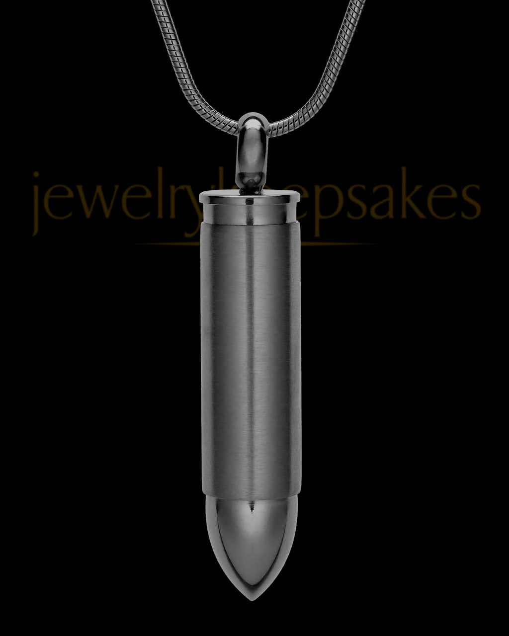 Engravable Black Bullet Cremation Pendant Stainless Steel