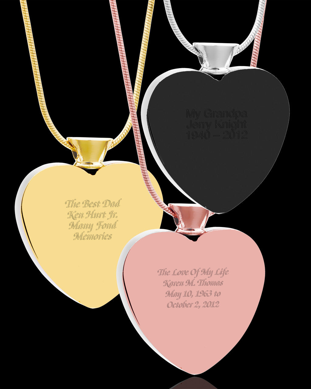 Photo Engraved Heart Gold Plated on Stainless Cremation Pendant