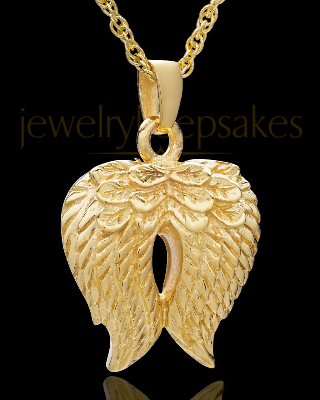 Urn Pendant 14k Gold Angel Wings Keepsake