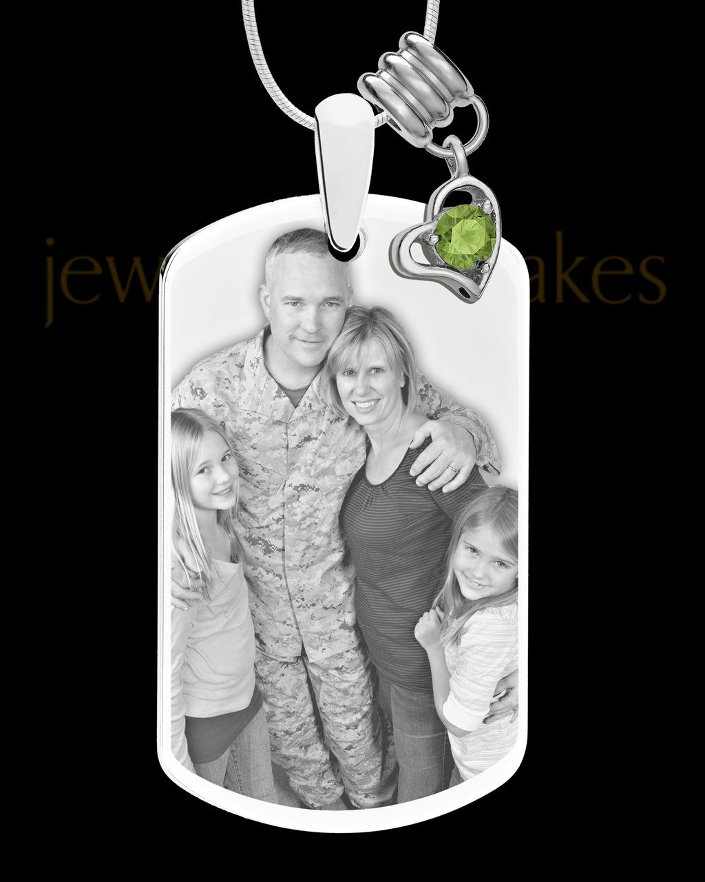 August Photo Engraved Stainless Steel Dog Tag Pendant With Chain