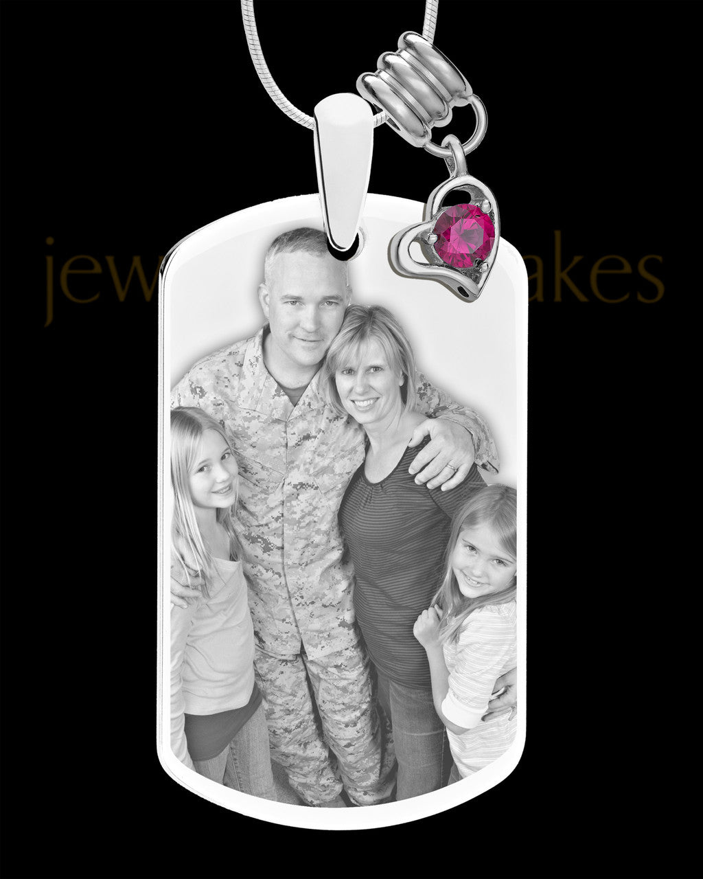 July Photo Engraved Stainless Steel Dog Tag Pendant With Chain