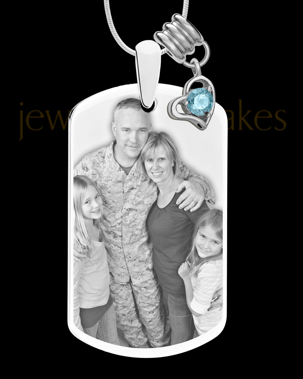 March Photo Engraved Stainless Steel Dog Tag Pendant With Chain