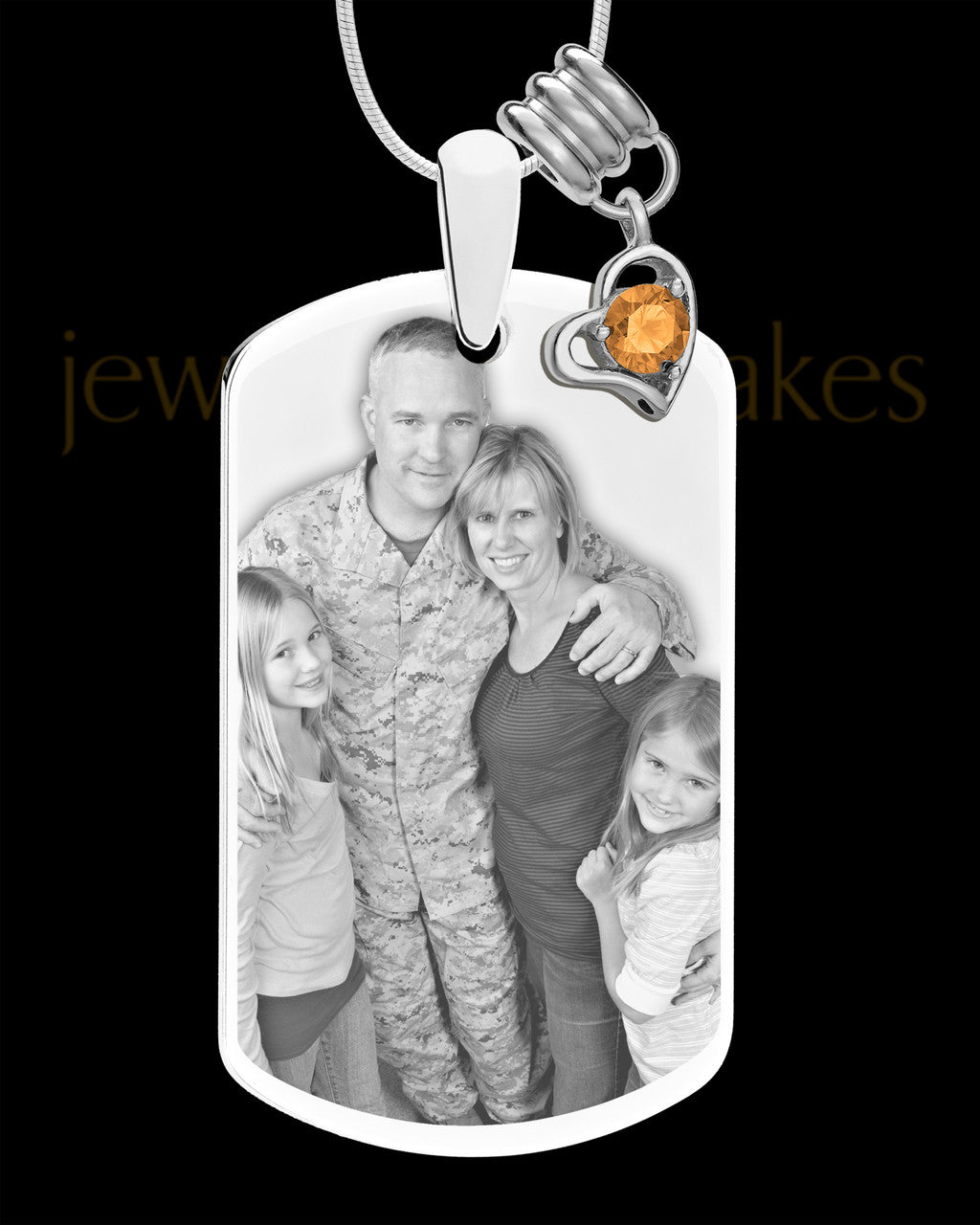 November Photo Engraved Stainless Steel Dog Tag Pendant With Chain