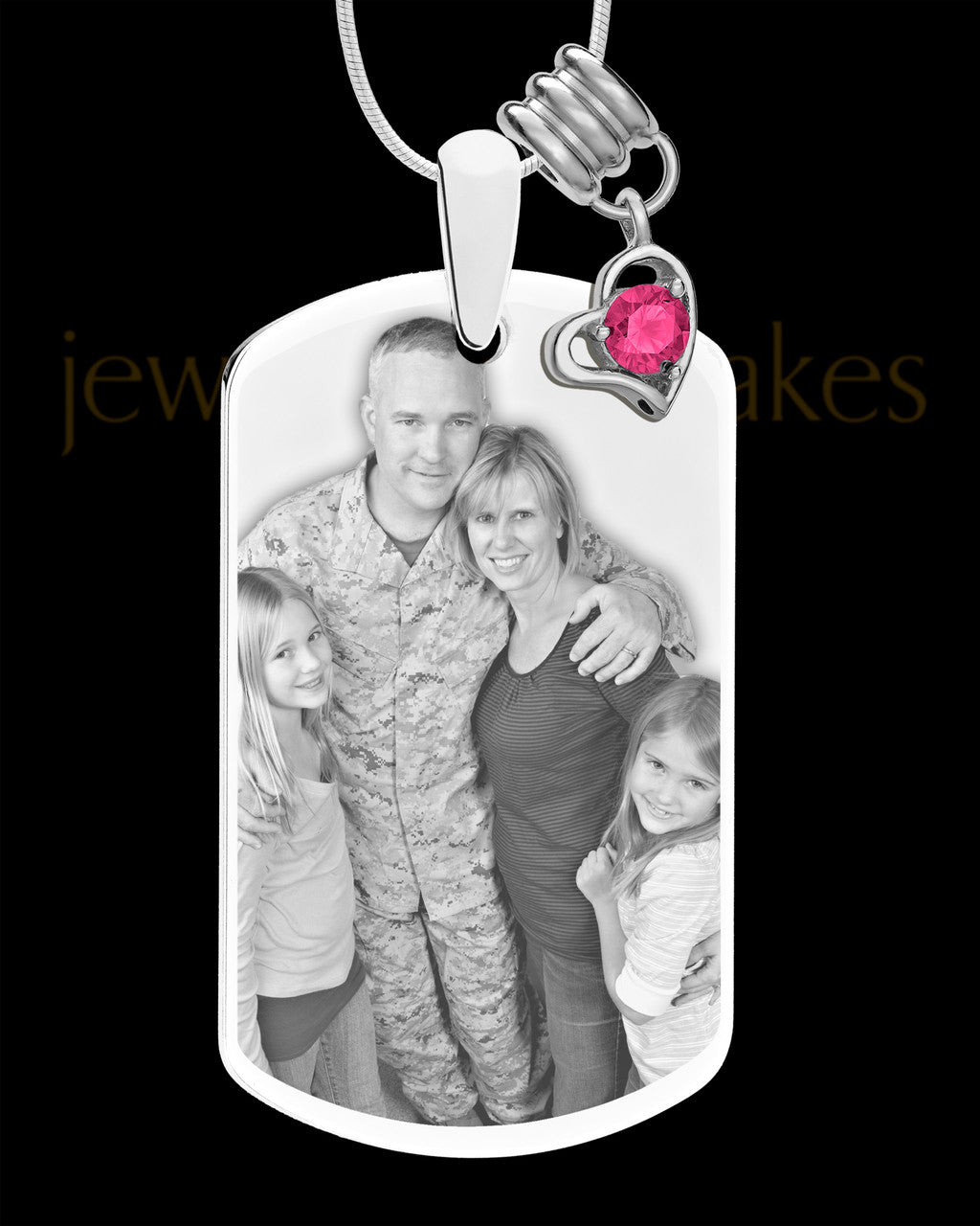 October Photo Engraved Stainless Steel Dog Tag Pendant With Chain