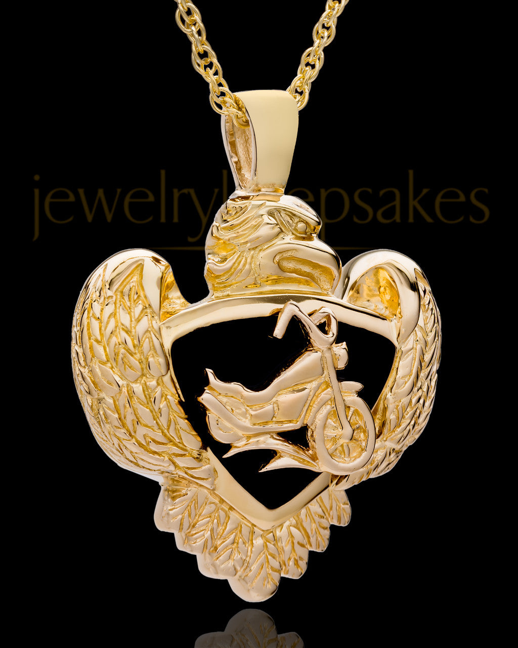 Urn Pendant Gold Plated Cycle Heart - Engravable
