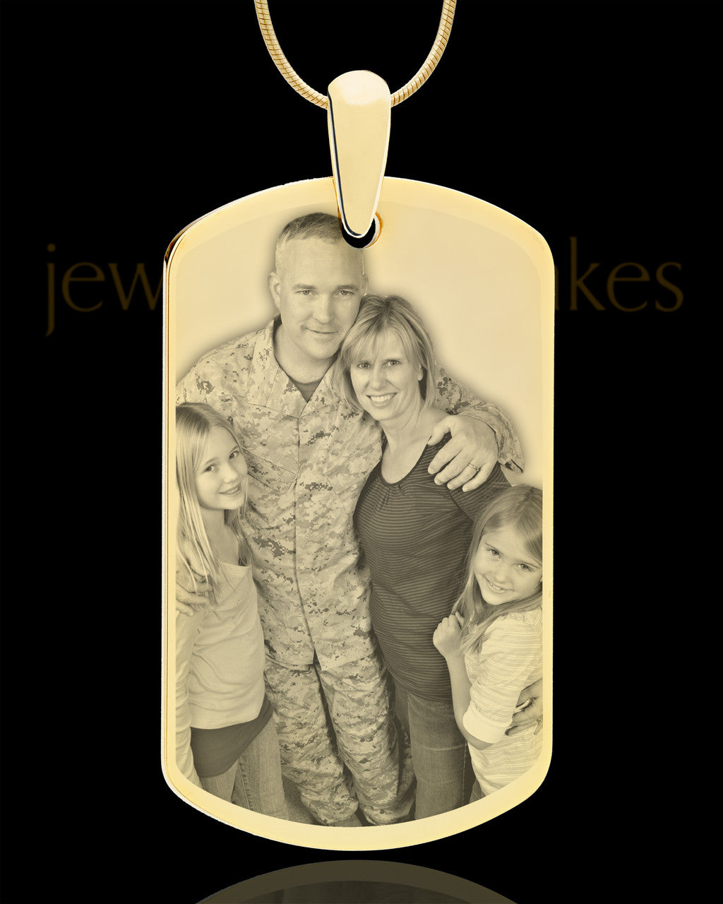 Gold Plated Custom Engraved Photo Dog Tag Necklace