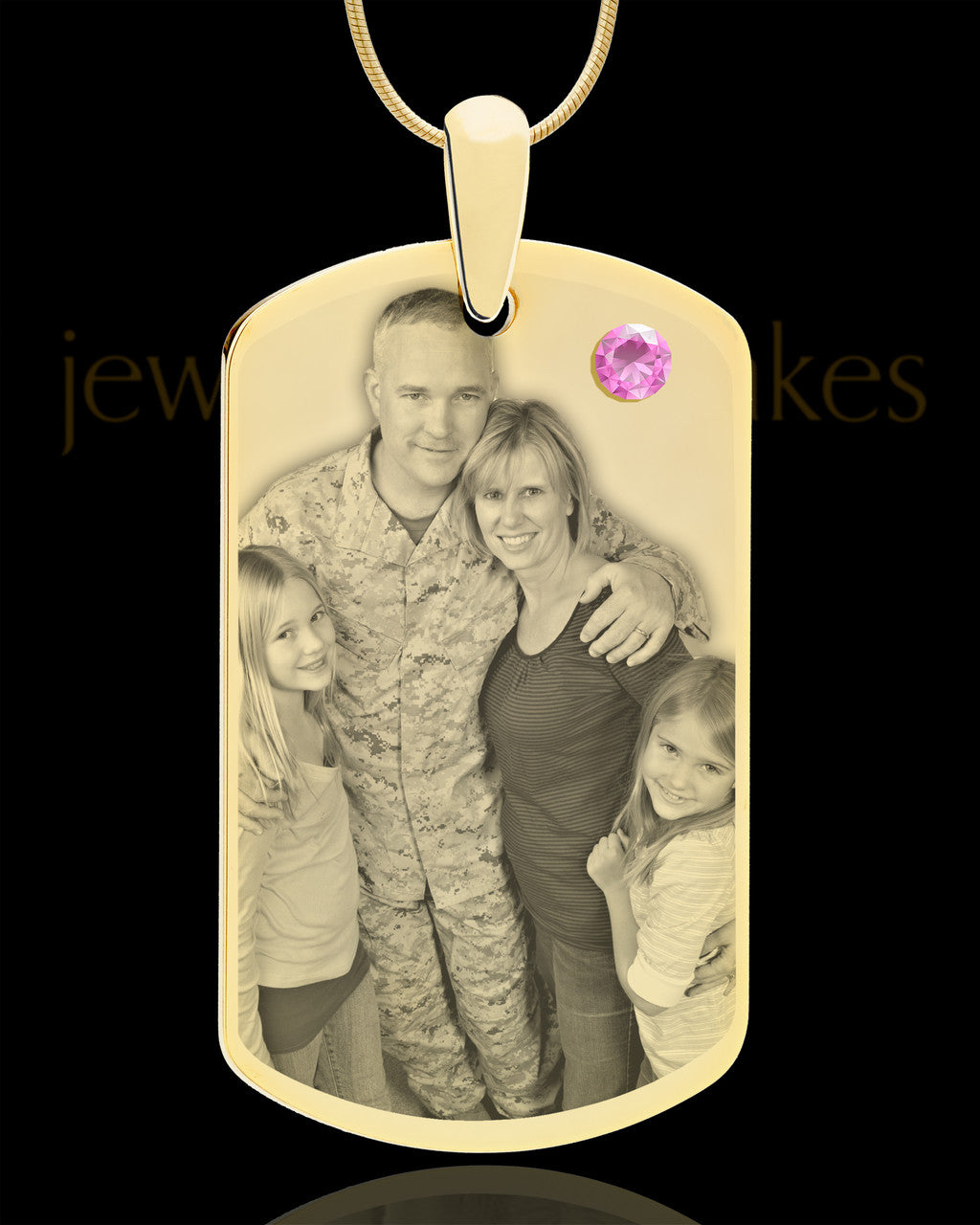 June Gold Dog Tag Photo Pendant