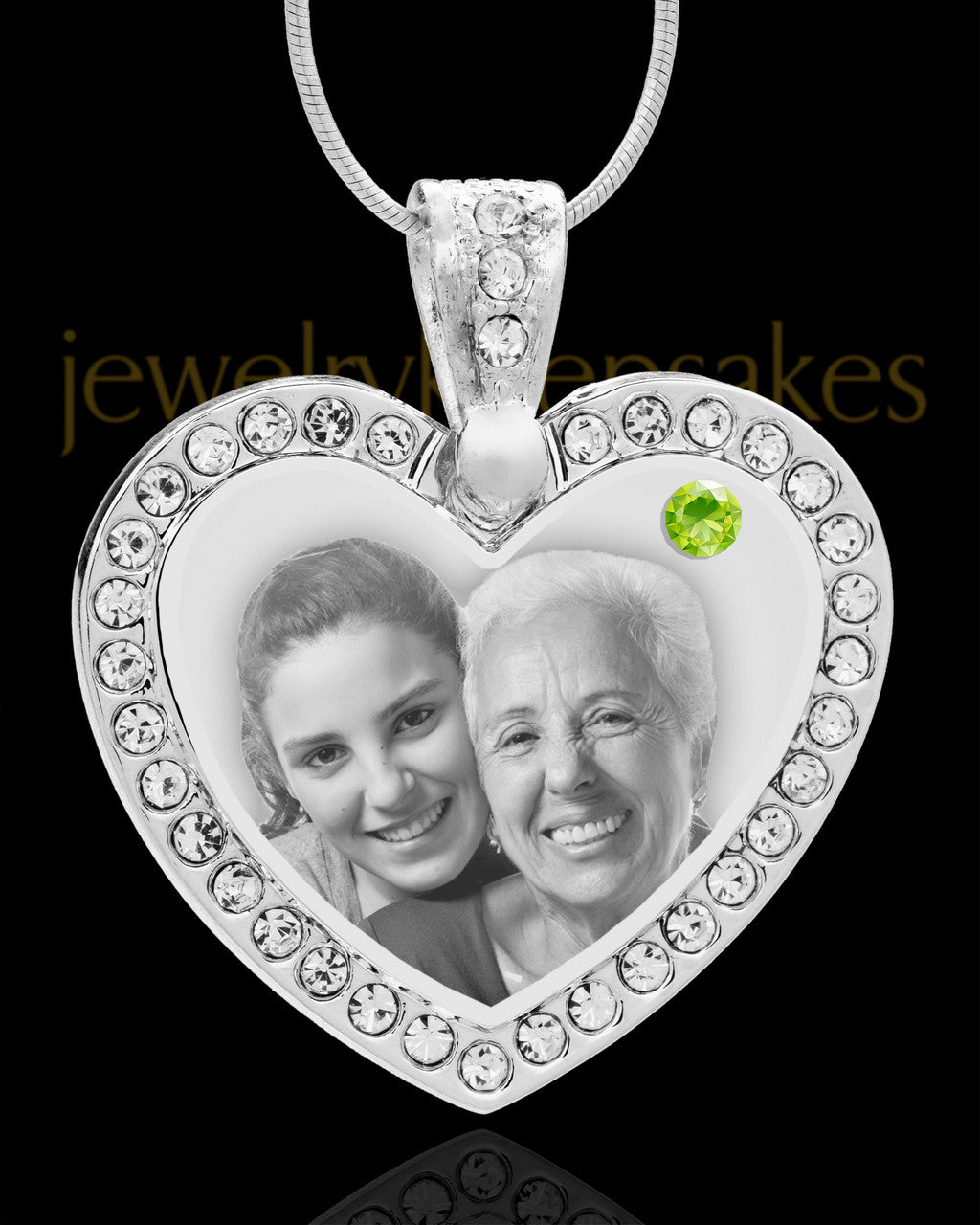 August Gem Heart Birthstone Stainless Photo Pendant