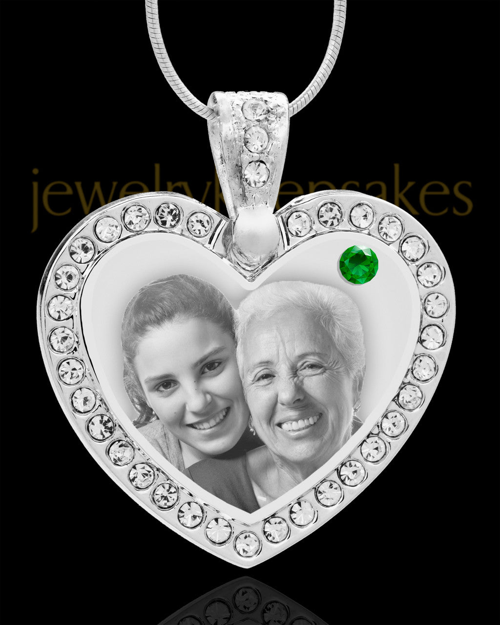 May Gem Heart Birthstone Stainless Photo Pendant