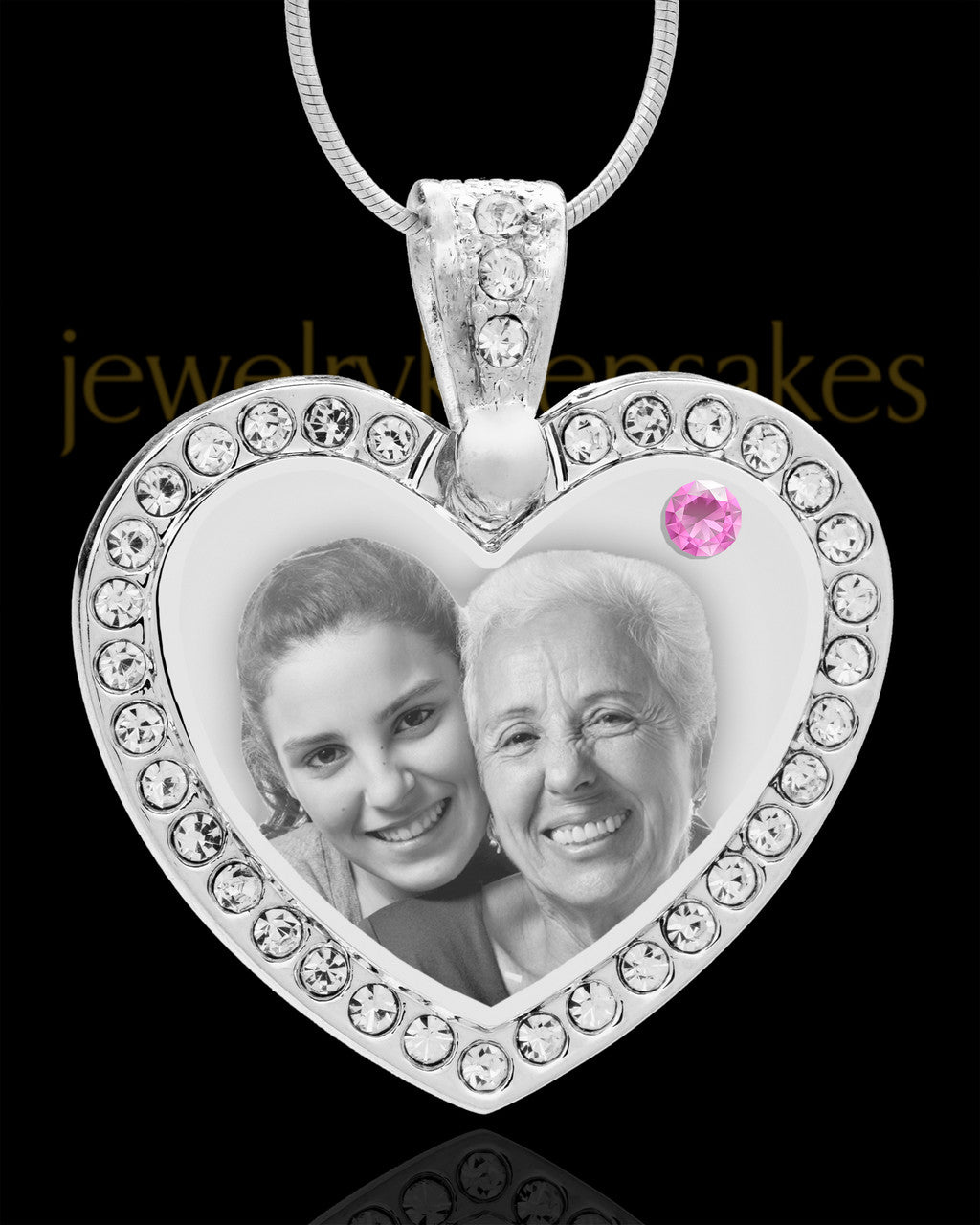 June Gem Heart Birthstone Stainless Photo Pendant