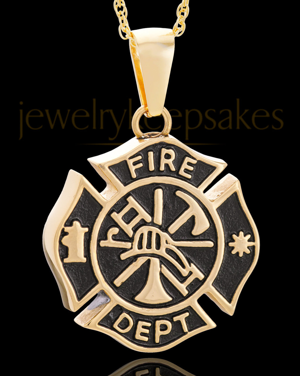 Gold Plated Fire Department Medallion Urn Pendant