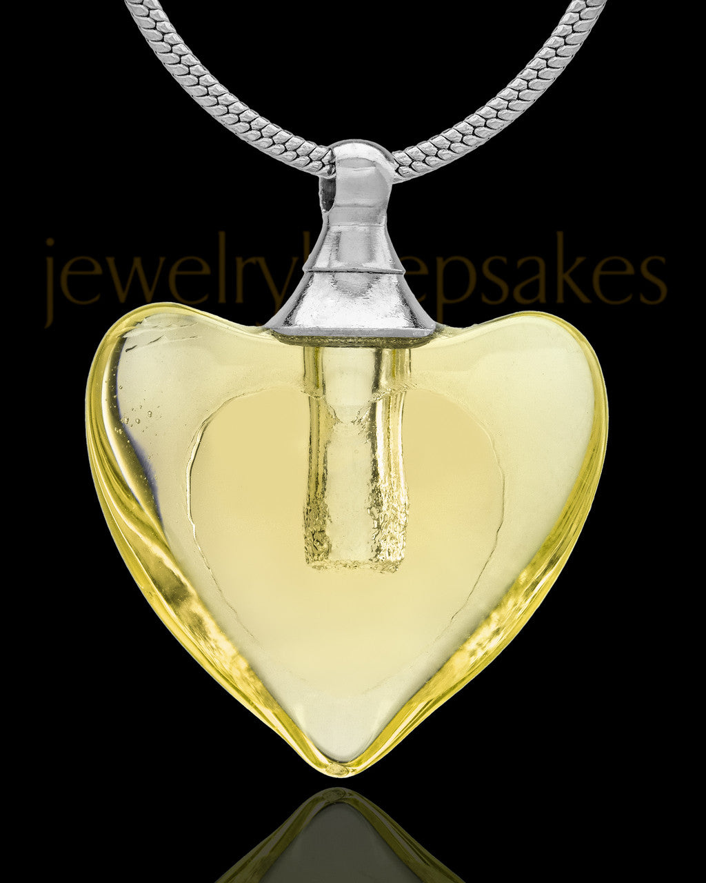 Urn Necklace Yellow Heart Duo Glass Locket