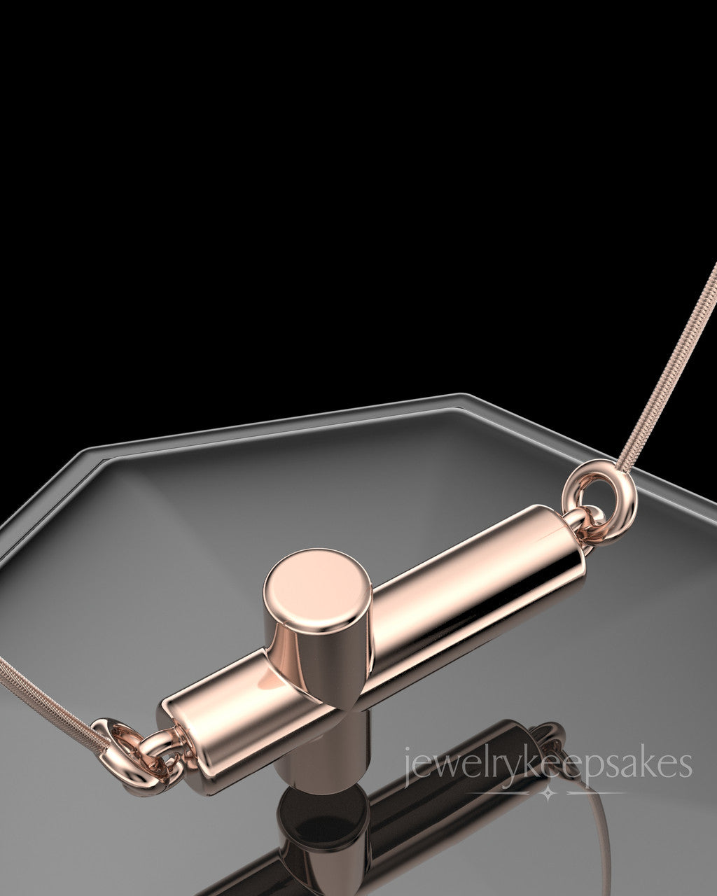 Rose Gold Plated Horizontal Cross Permanently Sealed Waterproof Keepsake Jewelry