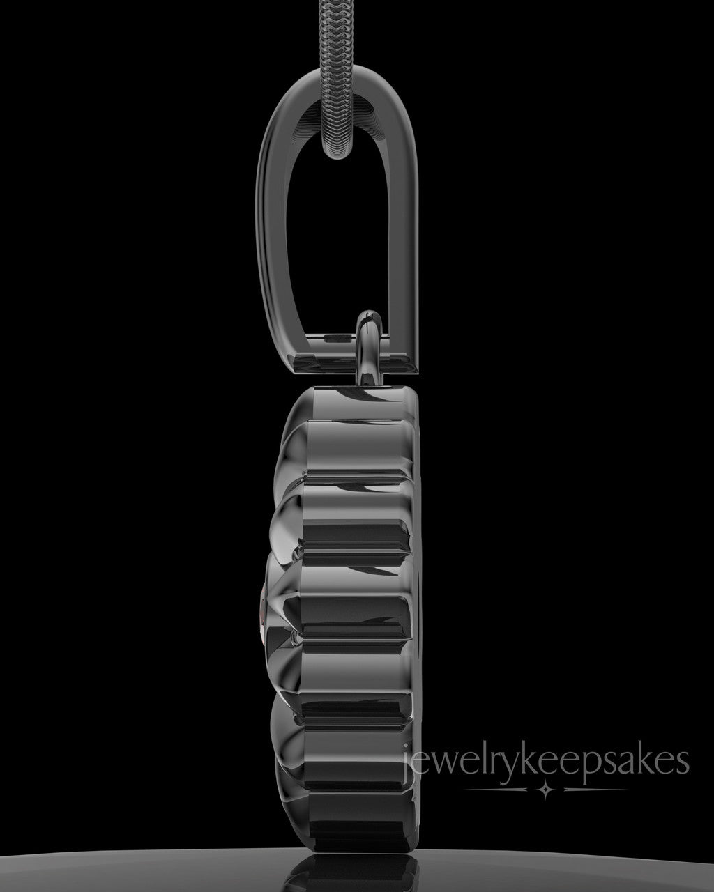 Black Plated Daisy Birthstone Permanently Sealed Waterproof Keepsake Jewelry