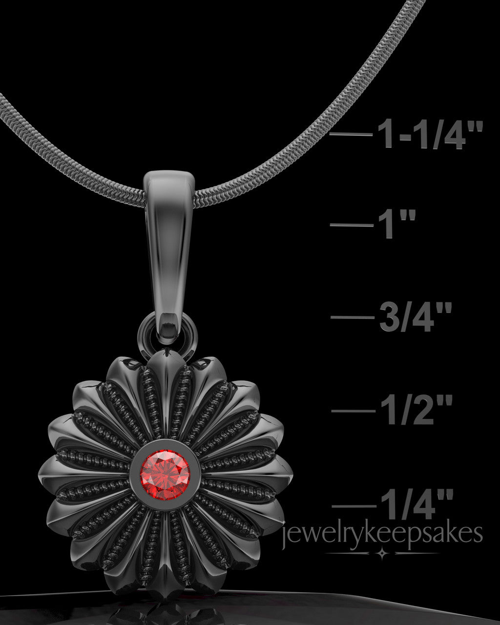 Black Plated Daisy Birthstone Permanently Sealed Waterproof Keepsake Jewelry