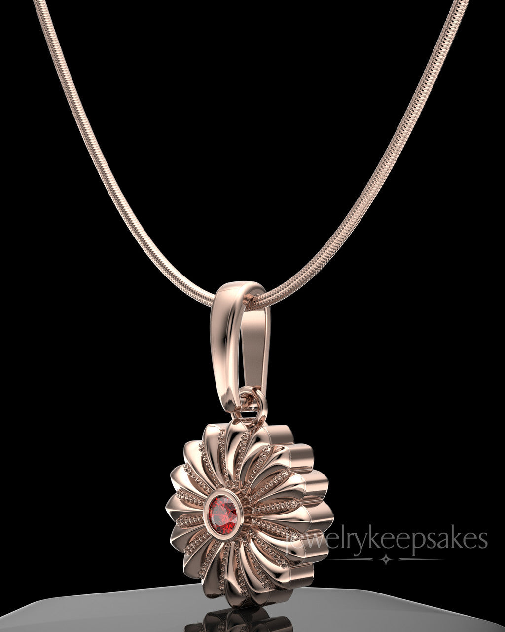 Rose Gold Plated Daisy Birthstone Permanently Sealed Waterproof Jewelry