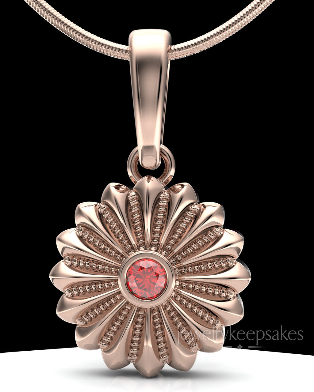 Rose Gold Plated Daisy Birthstone Permanently Sealed Waterproof Jewelry