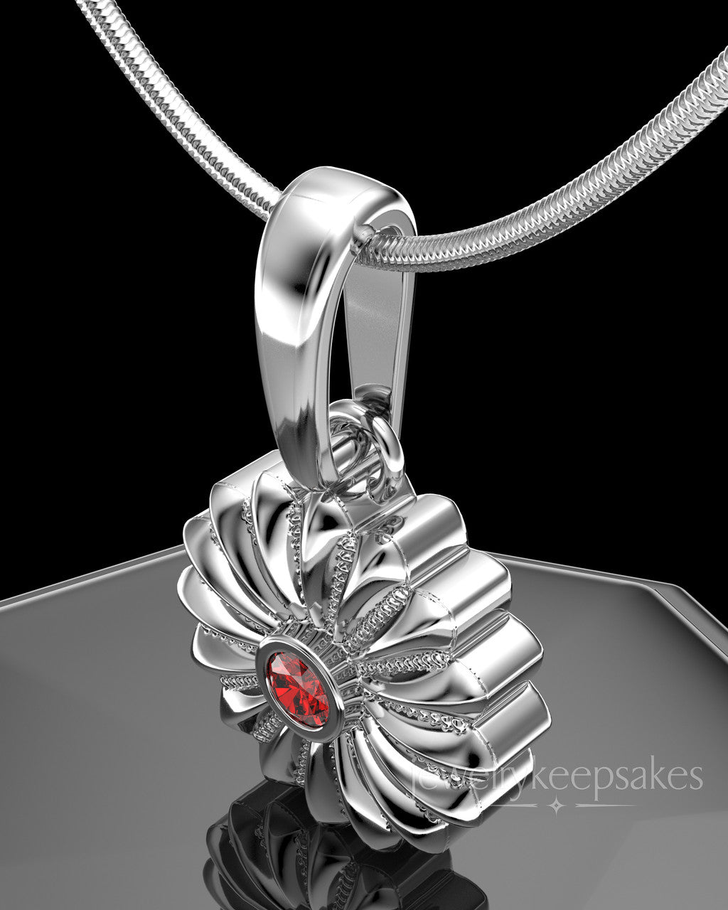 Sterling Silver Daisy Birthstone Permanently Sealed Waterproof Keepsake Jewelry