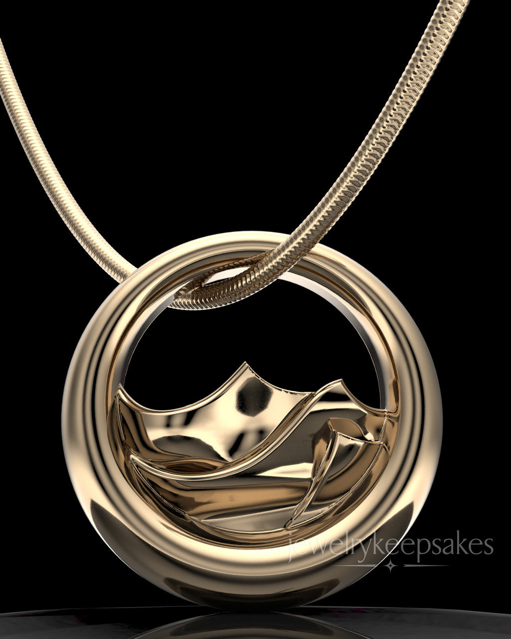 Solid 14k Gold Mountains of Memories Permanently Sealed Waterproof Jewelry