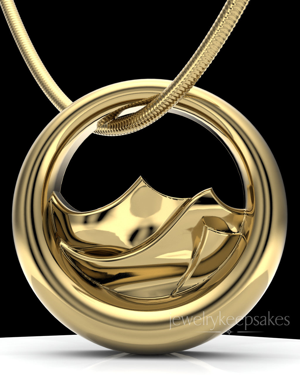 Gold Plated Mountains of Memories Permanently Sealed Waterproof Jewelry