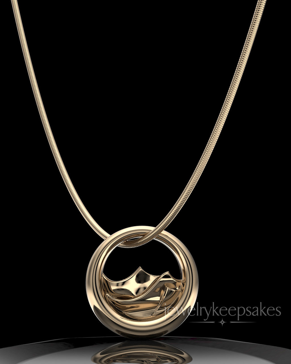 Solid 14k Gold Mountains of Memories Permanently Sealed Waterproof Jewelry