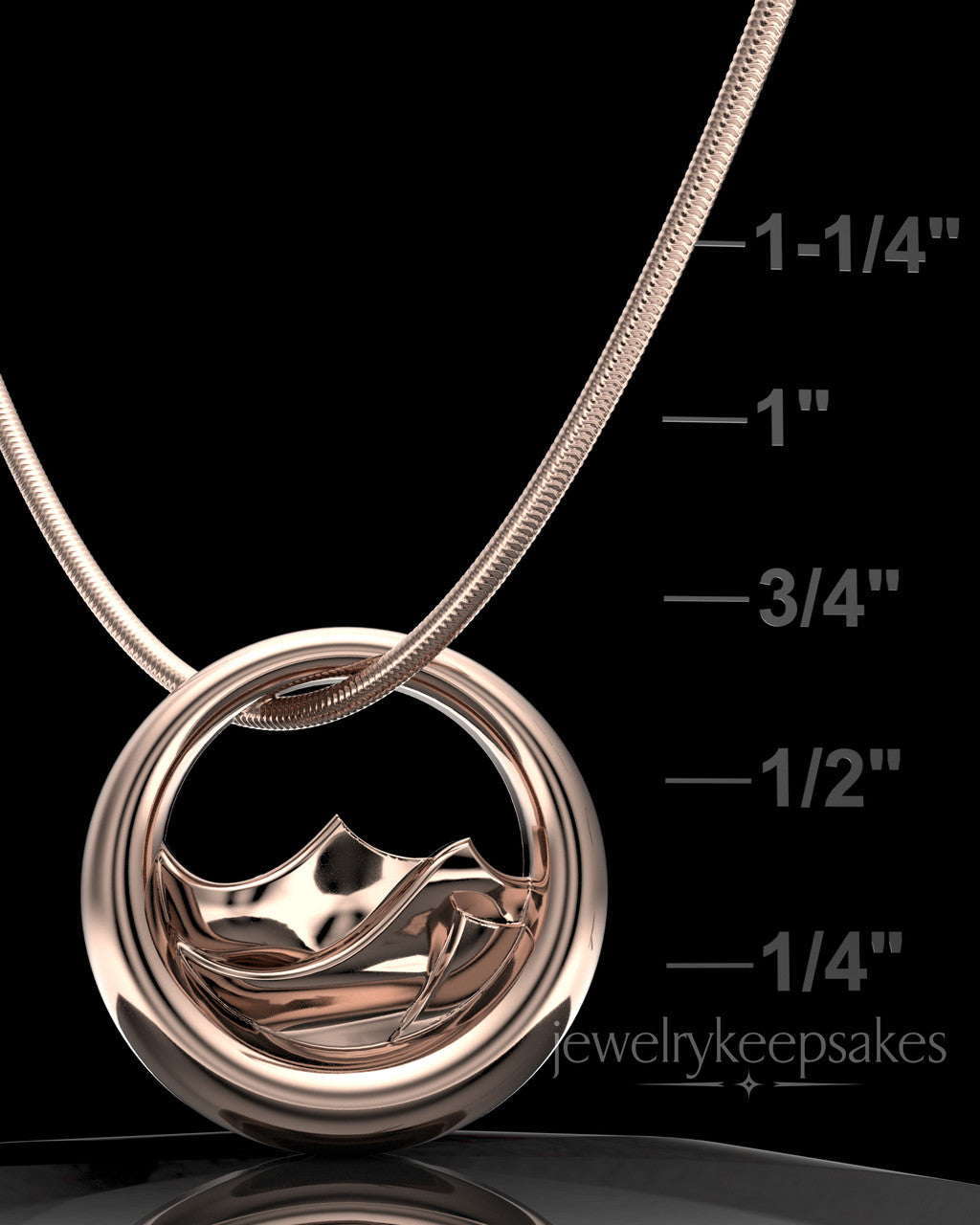Rose Gold Plated Mountains of Memories Permanently Sealed Waterproof Jewelry