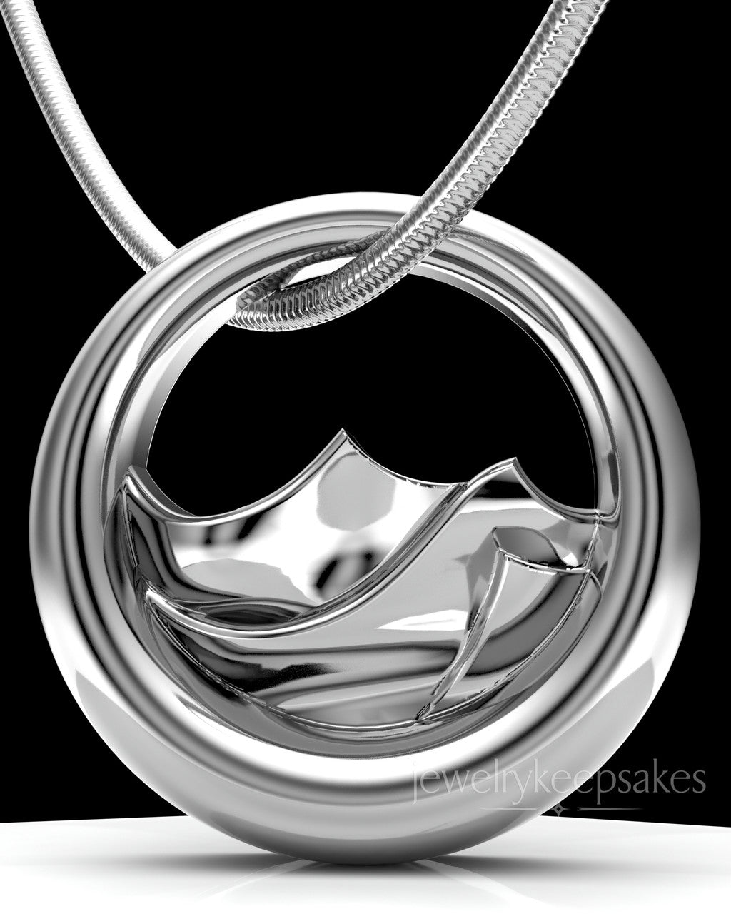 Solid 14k White Gold Mountains of Memories Permanently Sealed Waterproof Jewelry