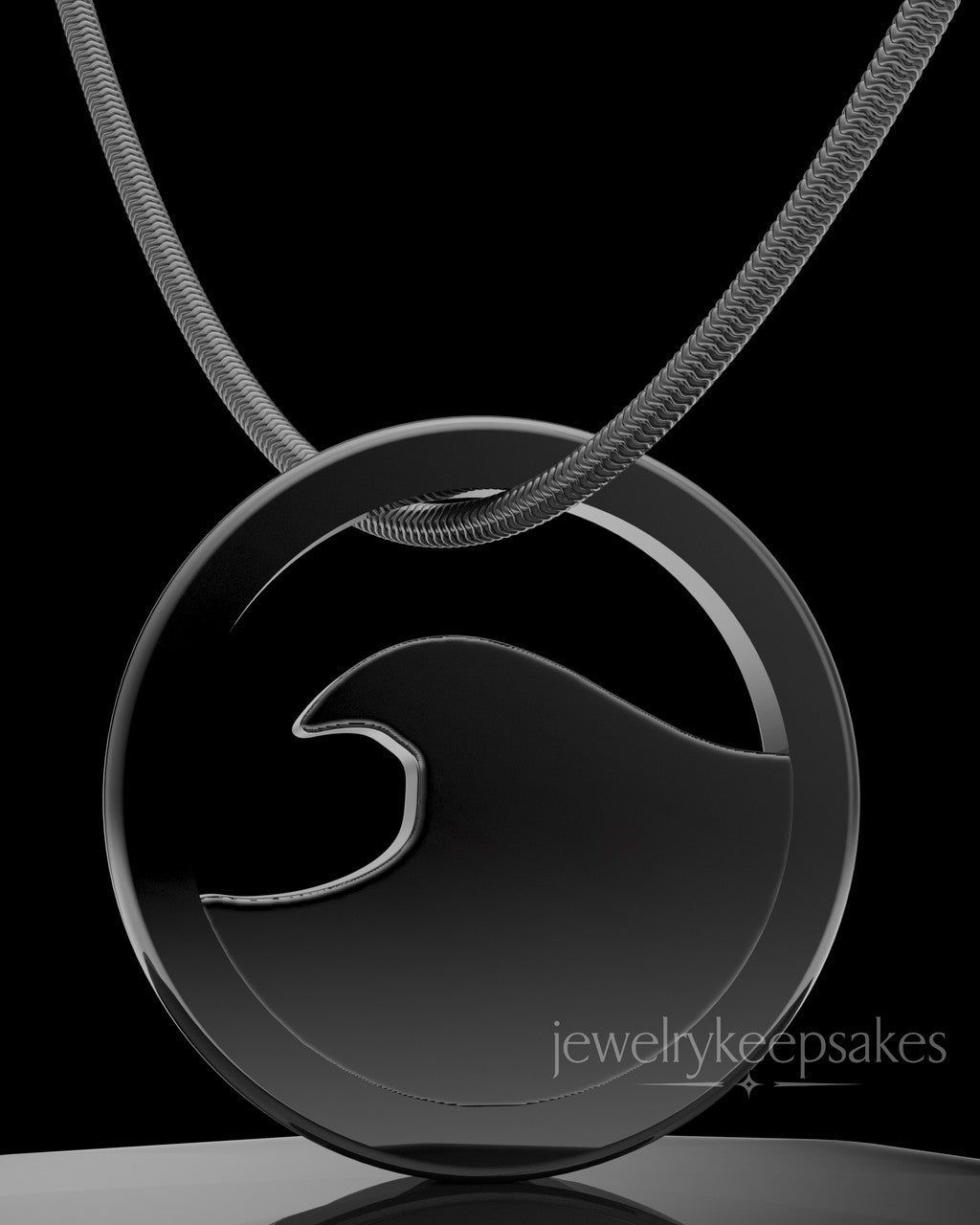 Black Plated Ocean Waves Permanently Sealed Waterproof Keepsake Jewelry