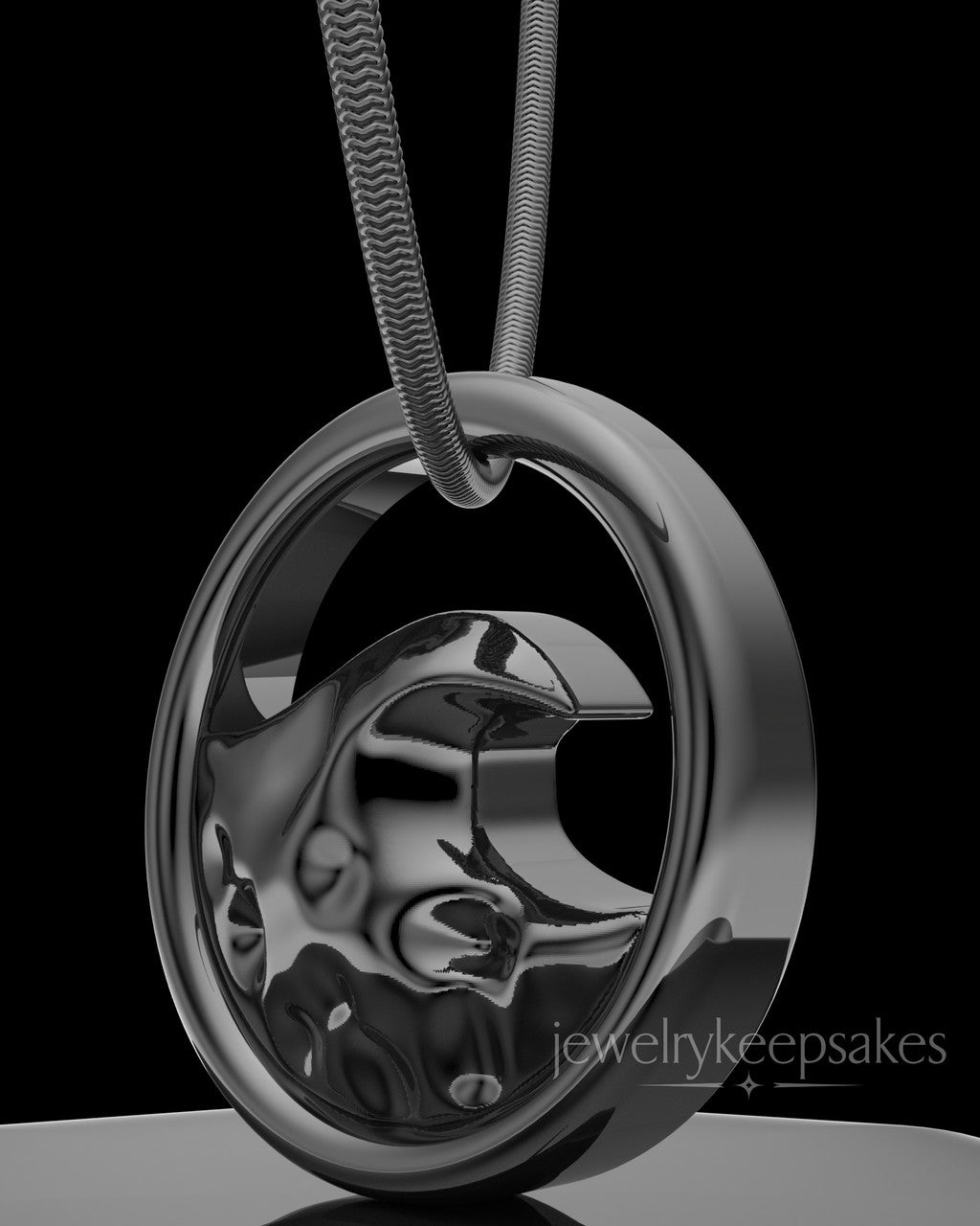 Black Plated Ocean Waves Permanently Sealed Waterproof Keepsake Jewelry