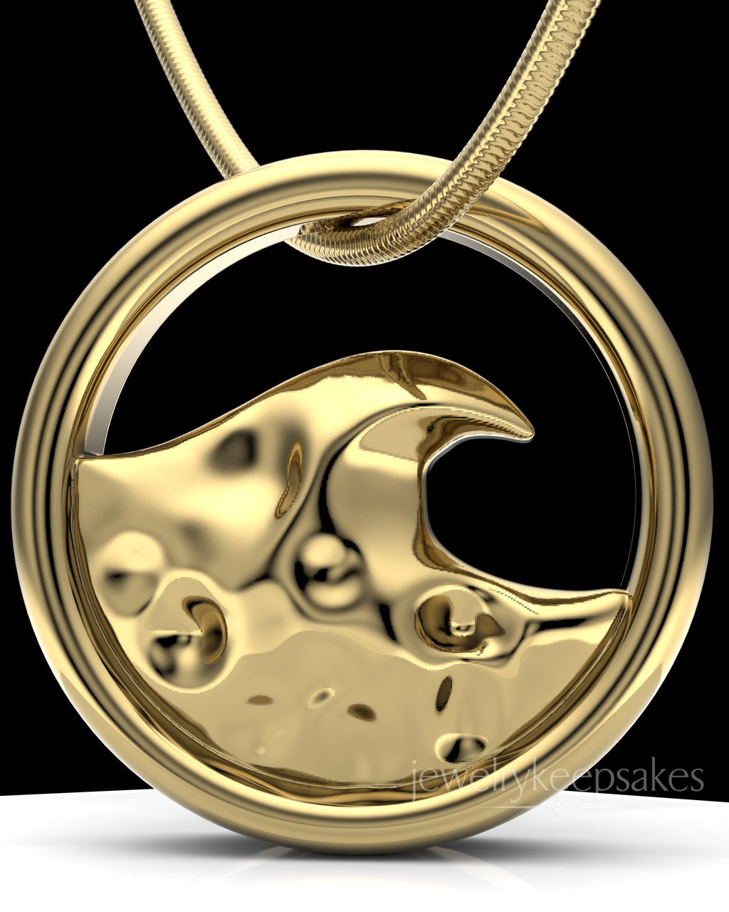 Gold Plated Ocean Waves Permanently Sealed Waterproof Keepsake Jewelry
