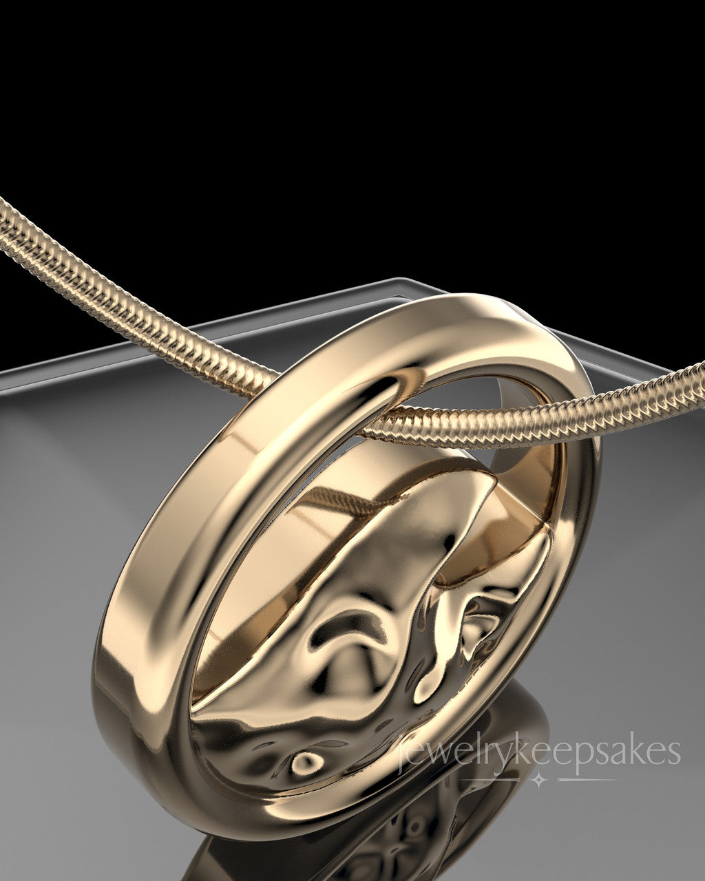 Solid 14k Gold Ocean Waves Permanently Sealed Keepsake Waterproof Jewelry