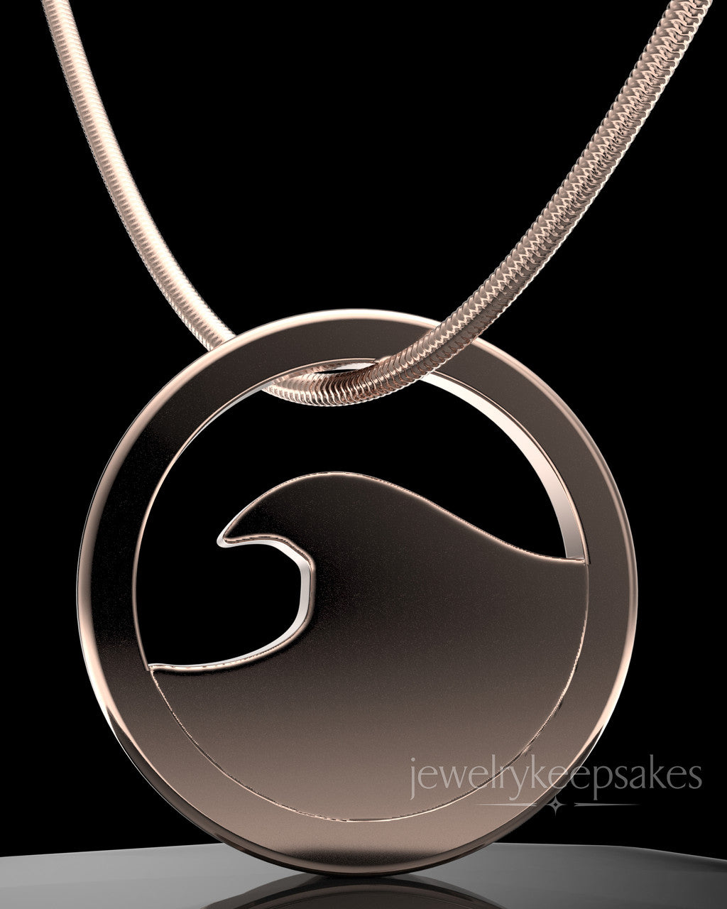 Rose Gold Plated Ocean Waves Permanently Sealed Waterproof Keepsake Jewelry