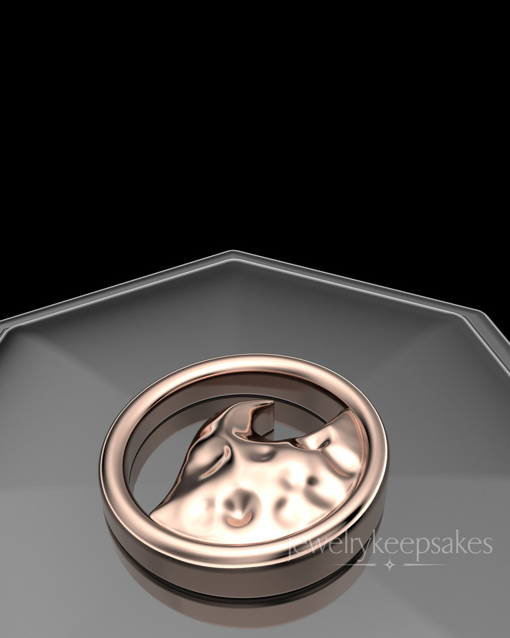 Rose Gold Plated Ocean Waves Permanently Sealed Waterproof Keepsake Jewelry