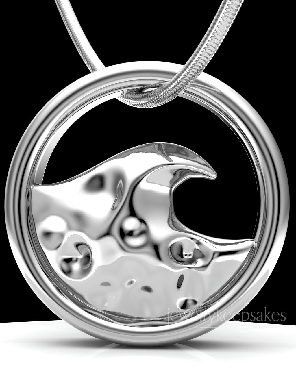Sterling Silver Ocean Waves Permanently Sealed Waterproof Keepsake Jewelry