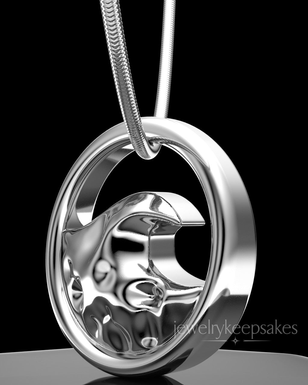Sterling Silver Ocean Waves Permanently Sealed Waterproof Keepsake Jewelry
