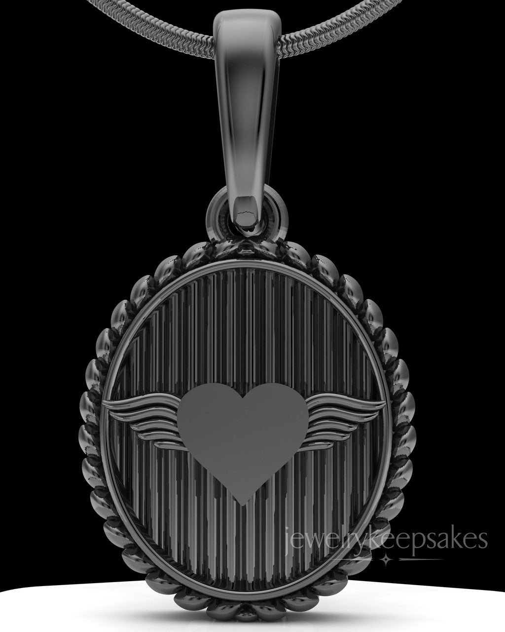 Black Plated Oval In Love Permanently Sealed Waterproof Keepsake Jewelry