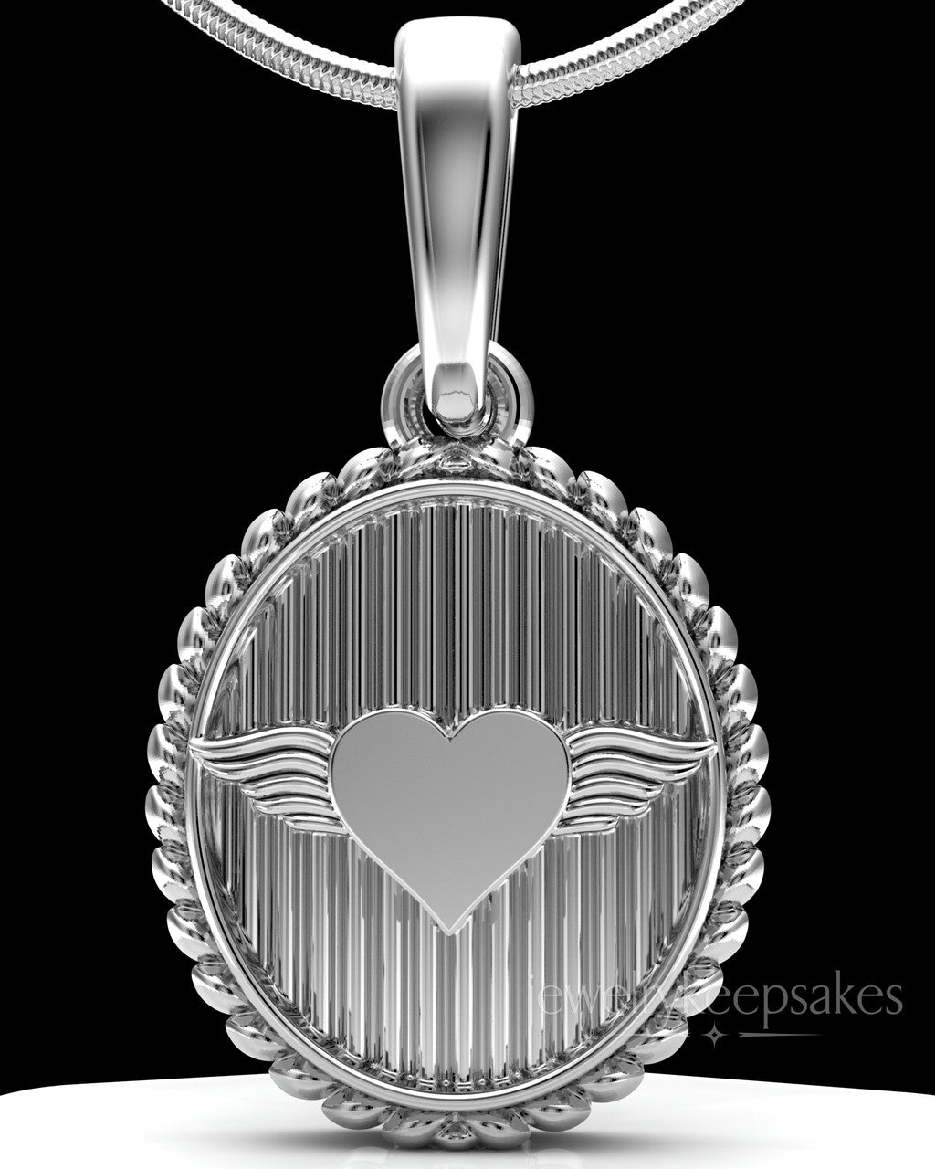 Sterling Silver Oval In Love Permanently Sealed Waterproof Keepsake Jewelry