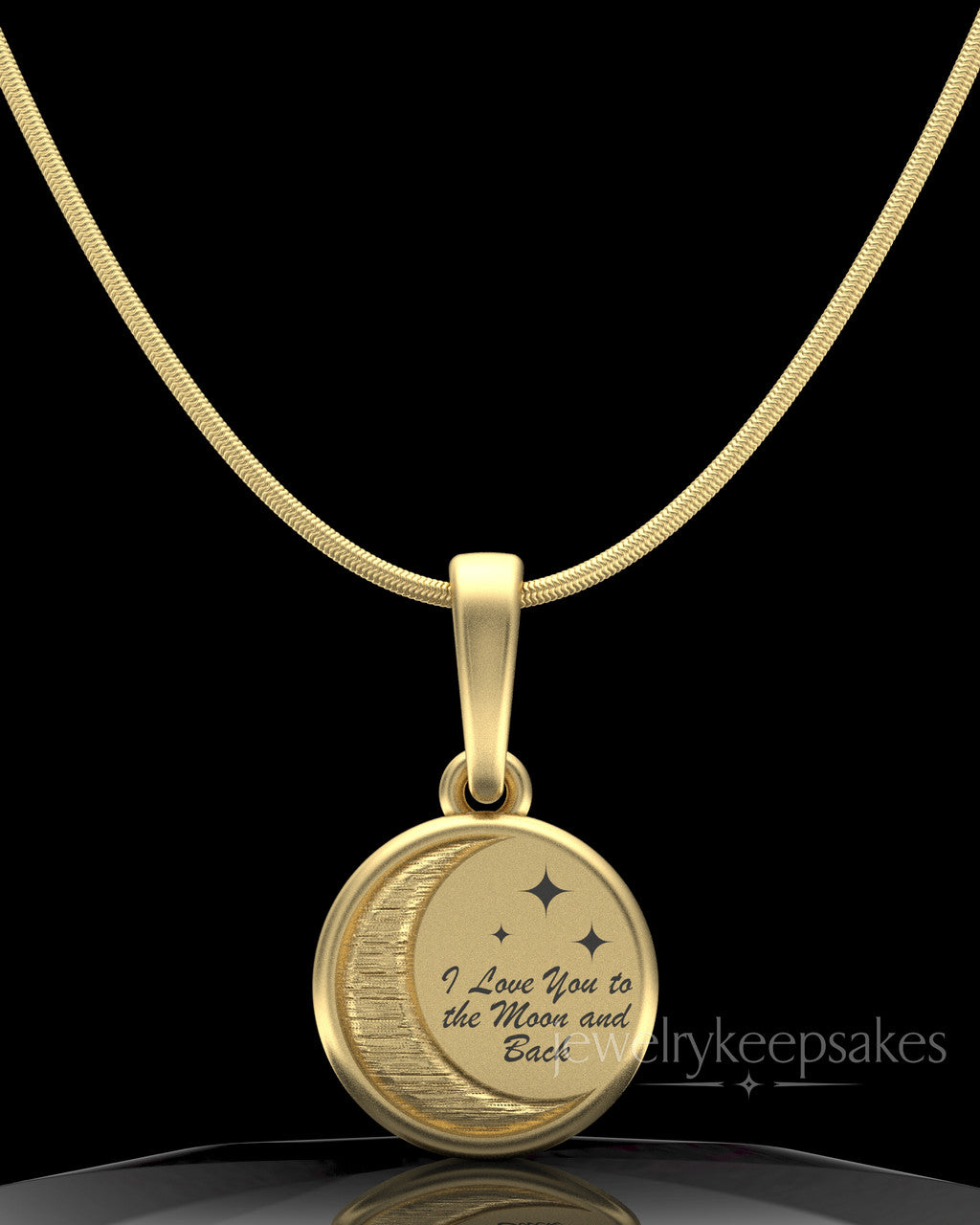 Gold Plated Moon and Back Permanently Sealed Waterproof Keepsake Jewelry
