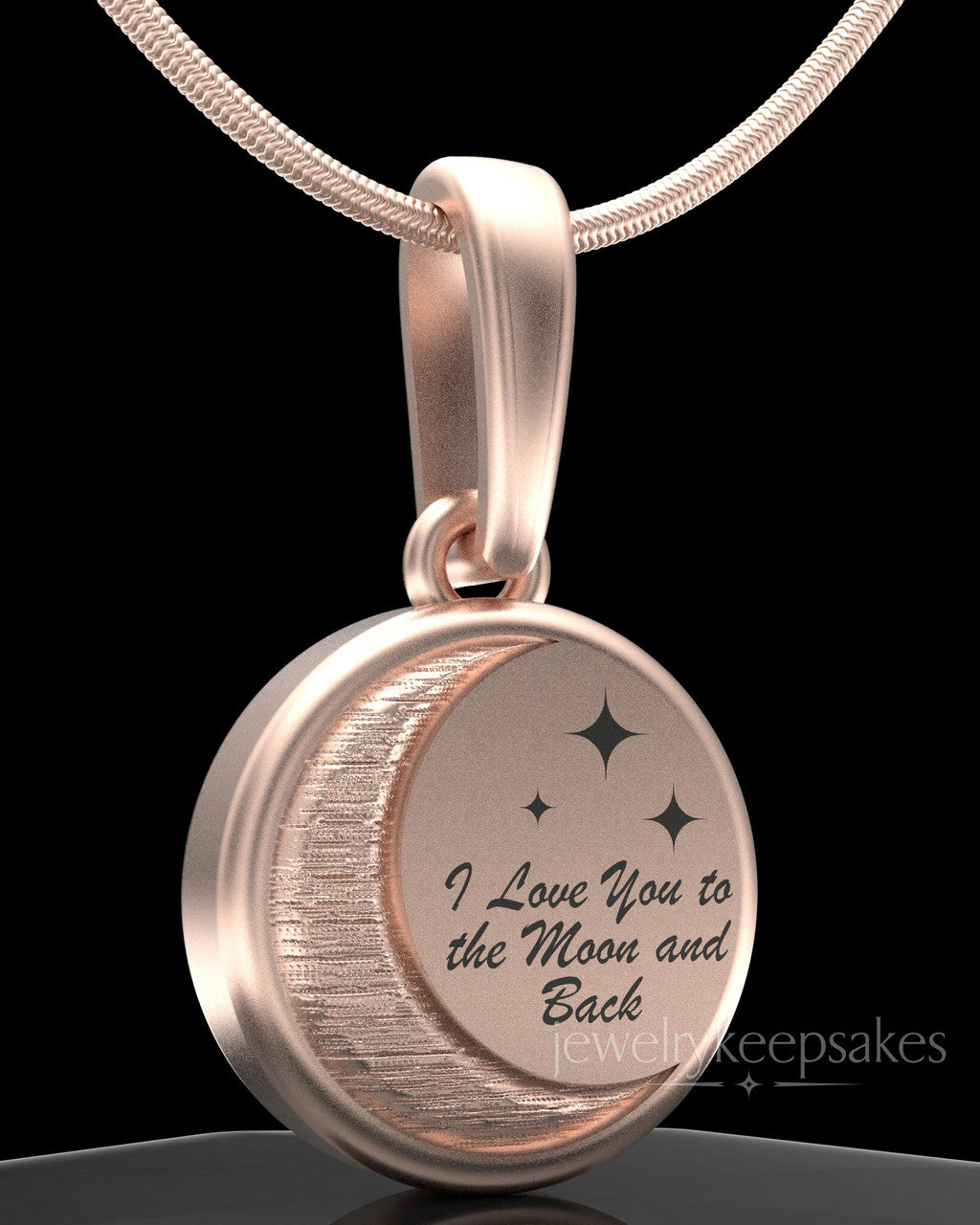 Rose Gold Plated Moon and Back Permanently Sealed Waterproof Keepsake Jewelry