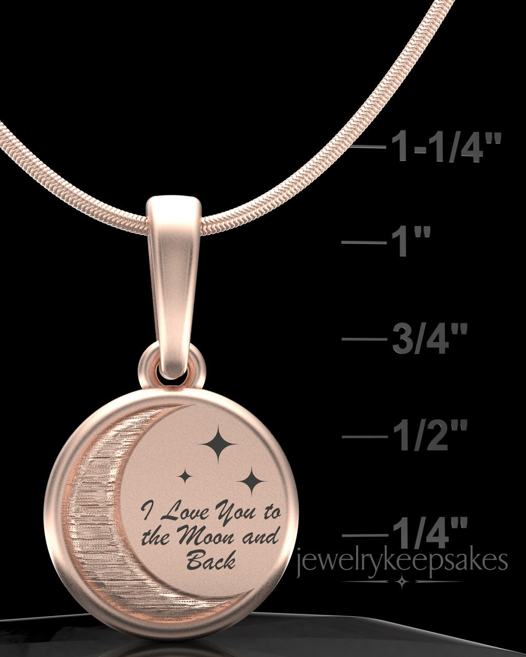 Rose Gold Plated Moon and Back Permanently Sealed Waterproof Keepsake Jewelry