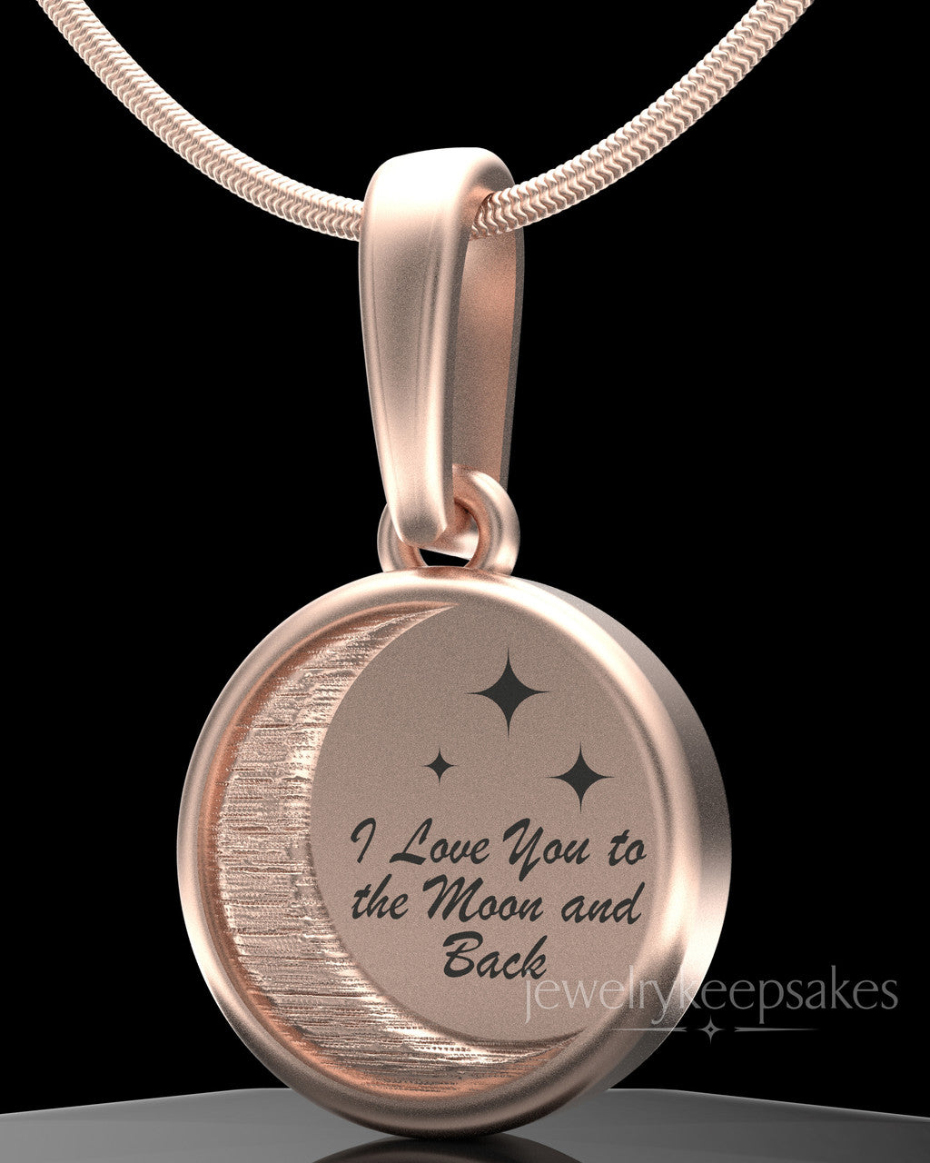 Rose Gold Plated Moon and Back Permanently Sealed Waterproof Keepsake Jewelry
