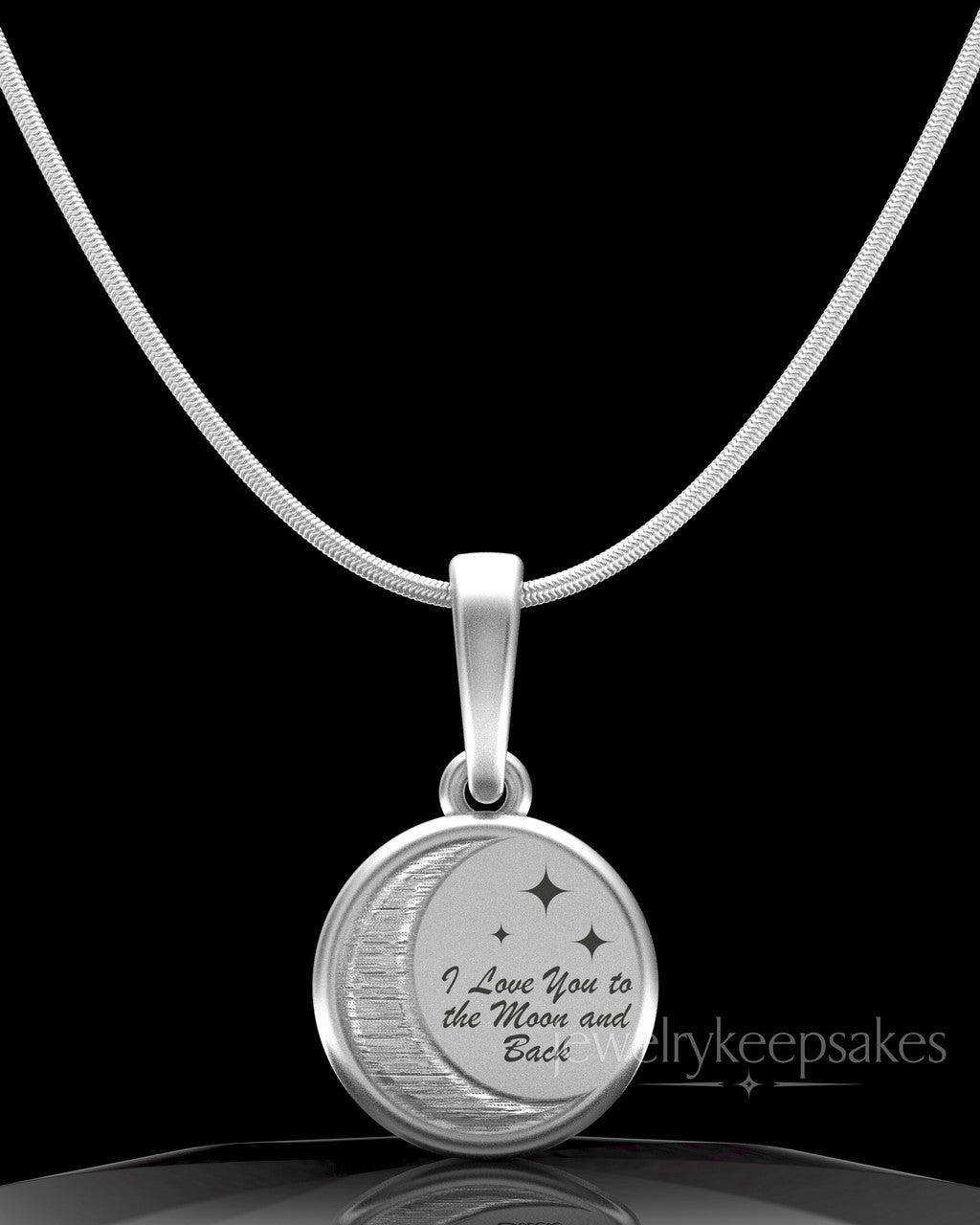 Sterling Silver Moon and Back Permanently Sealed Waterproof Keepsake Jewelry