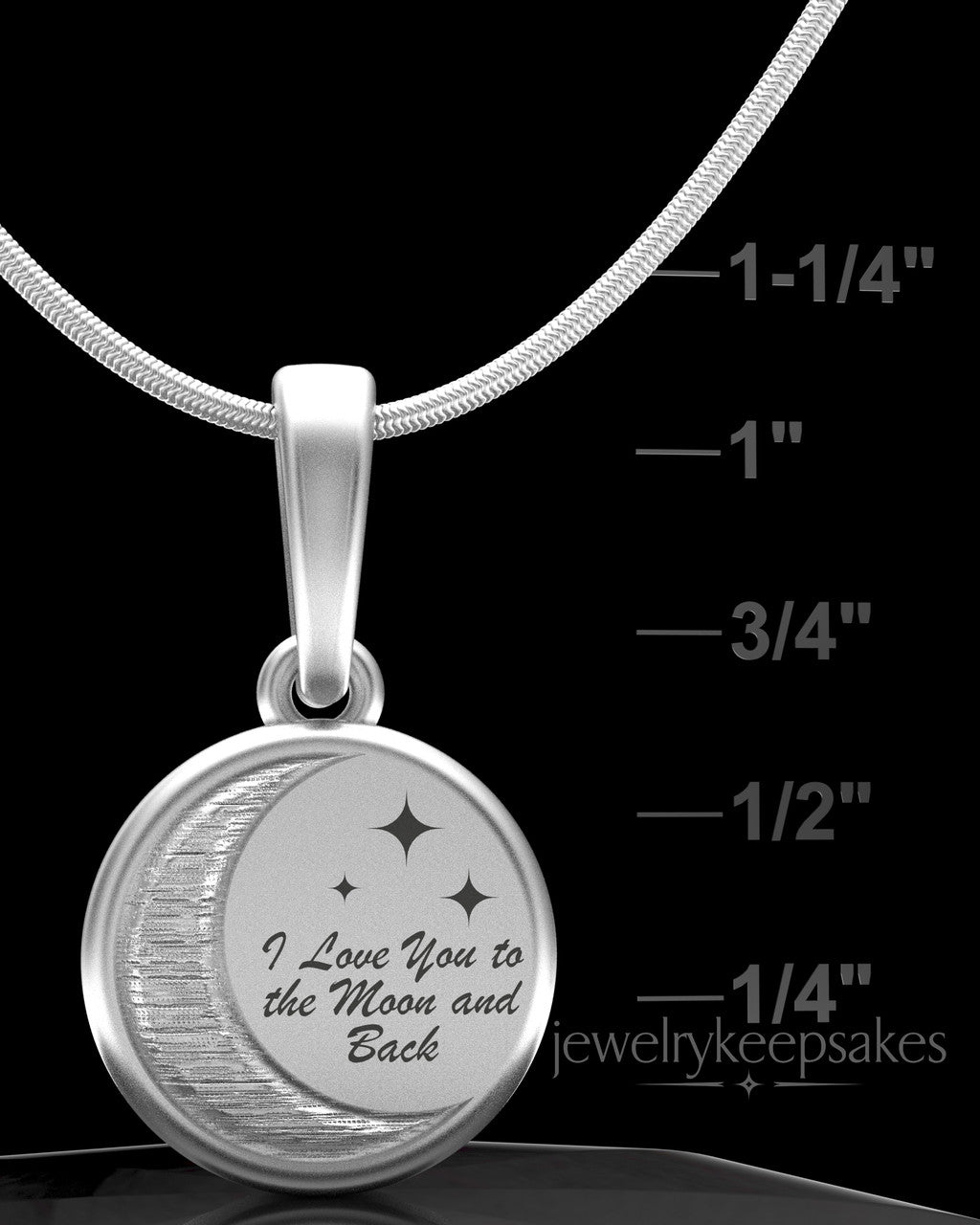 Sterling Silver Moon and Back Permanently Sealed Waterproof Keepsake Jewelry