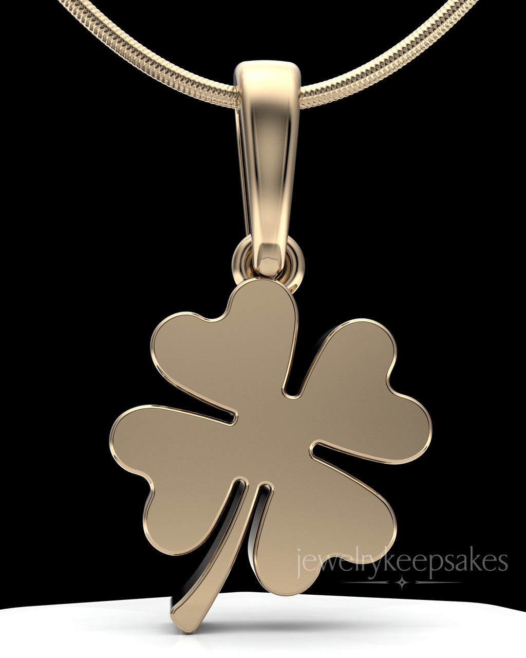 Solid 14k Gold My Lucky Clover Permanently Sealed Waterproof Keepsake Jewelry